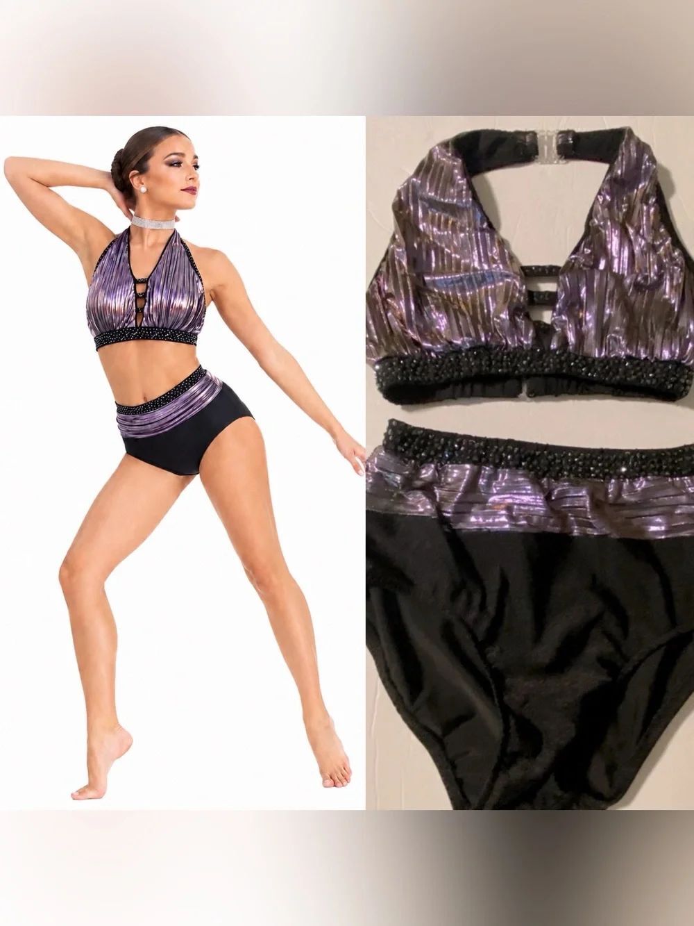 Glamour Adult Medium Purple Metallic Jazz Costume Solo Competition Dance Costume